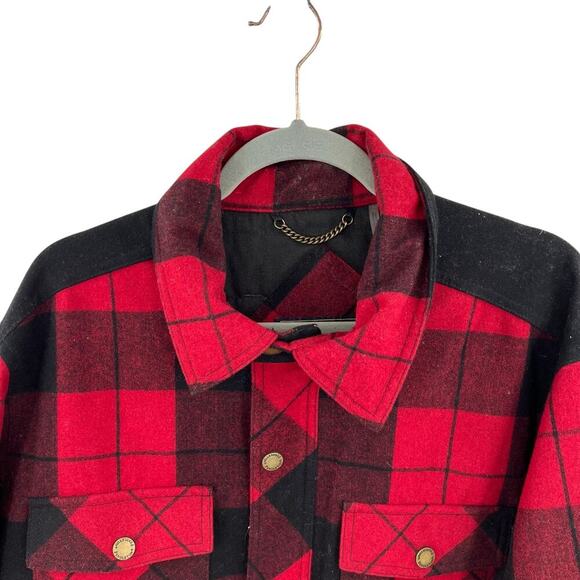 Pendleton Mount Hood Flannel Jacket Buffalo Plaid Wool Quilted Red Black XL - Picture 3 of 10